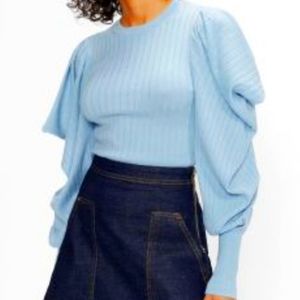 Ted Baker Puff Sleeve Blue Knit Sweater